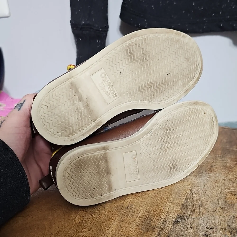 OshKosh B'gosh Brown Moccasins with Yellow Laces